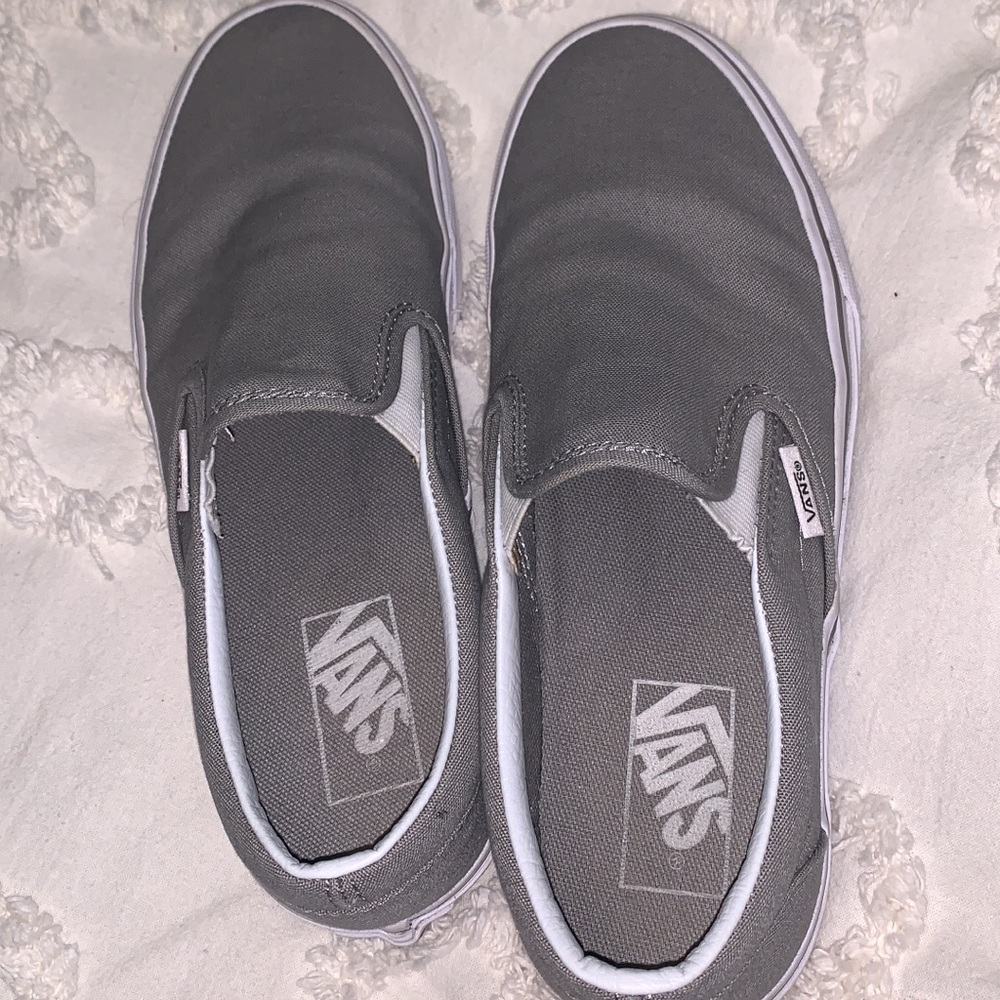 Gray slip on vans